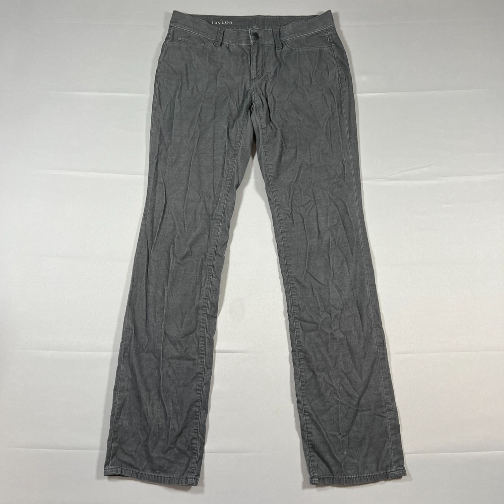 Ann Taylor Corduroy Chino Pants Womens 2 Charcoal Gray Cotton Stretch Low Rise